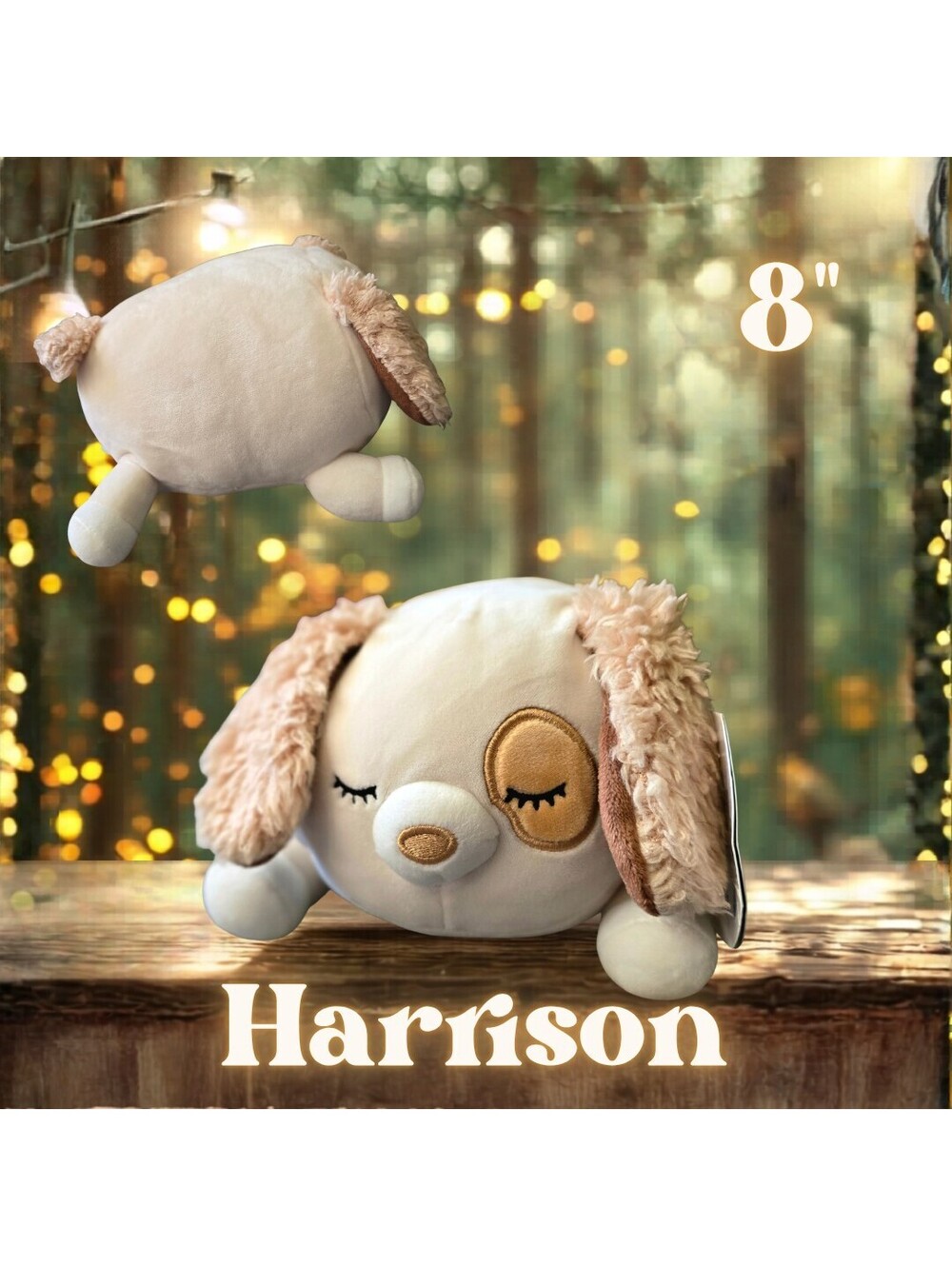 NWT Squishmallows Harrison the Dog Laying Hugmees 8"